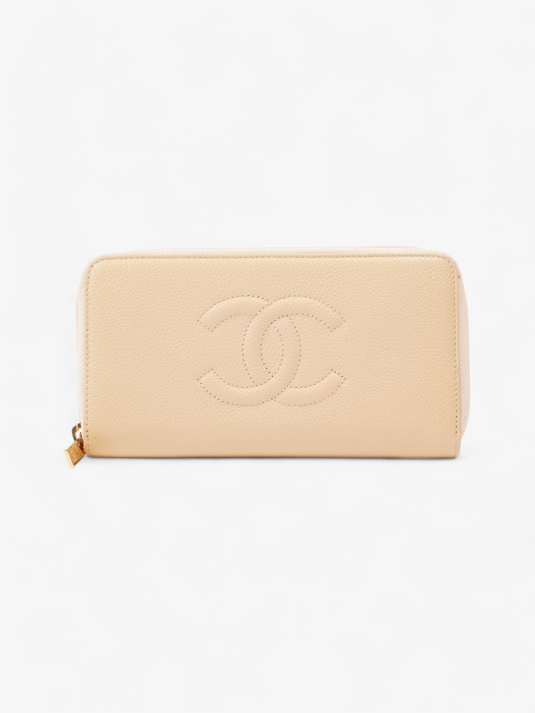Chanel Timeless Long Wallet Beige / Gold Caviar Leather