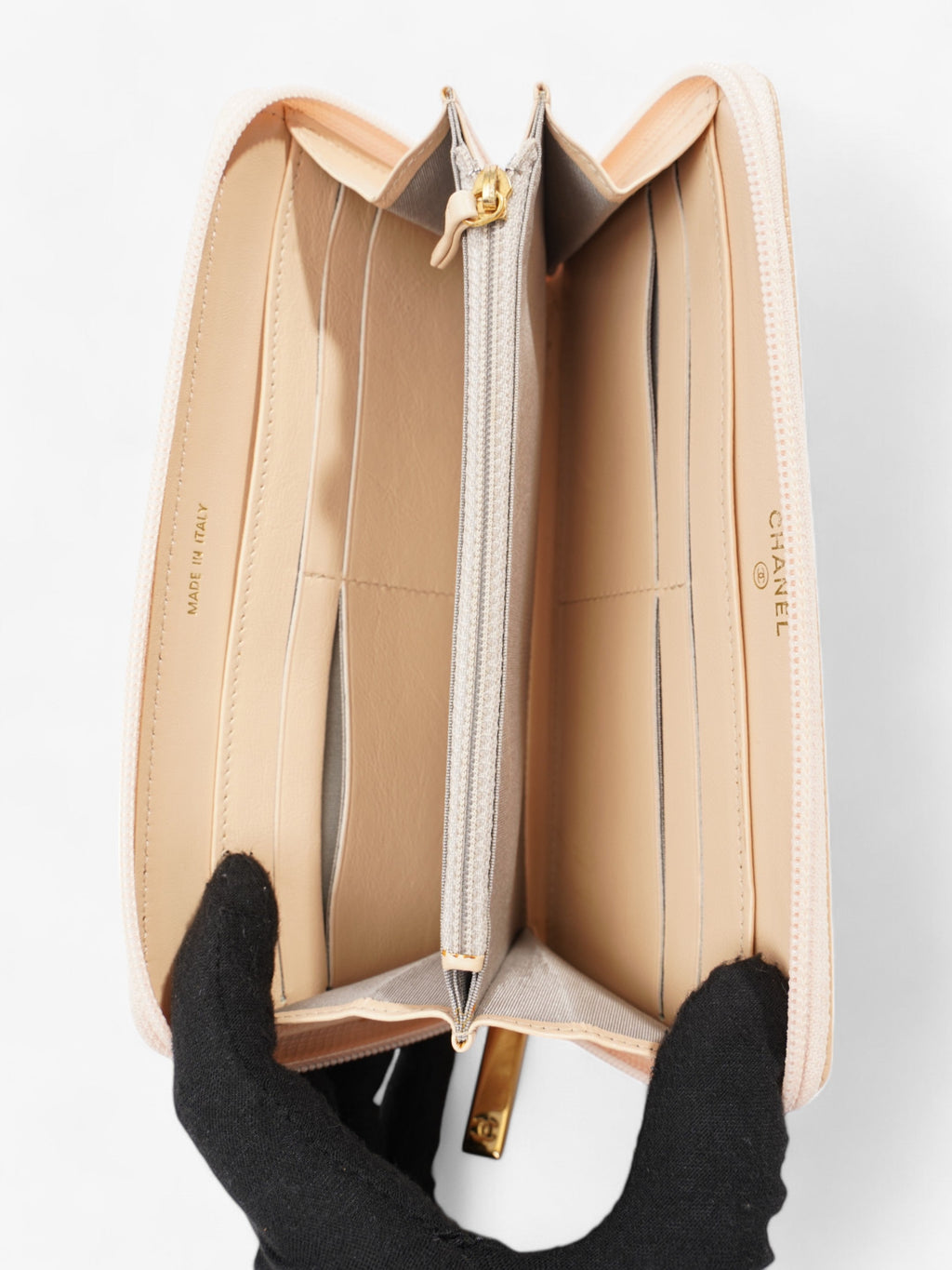 Chanel Timeless Long Wallet Beige / Gold Caviar Leather