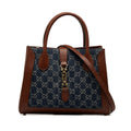 Blue Gucci Medium GG Denim Jackie 1961 Tote Satchel