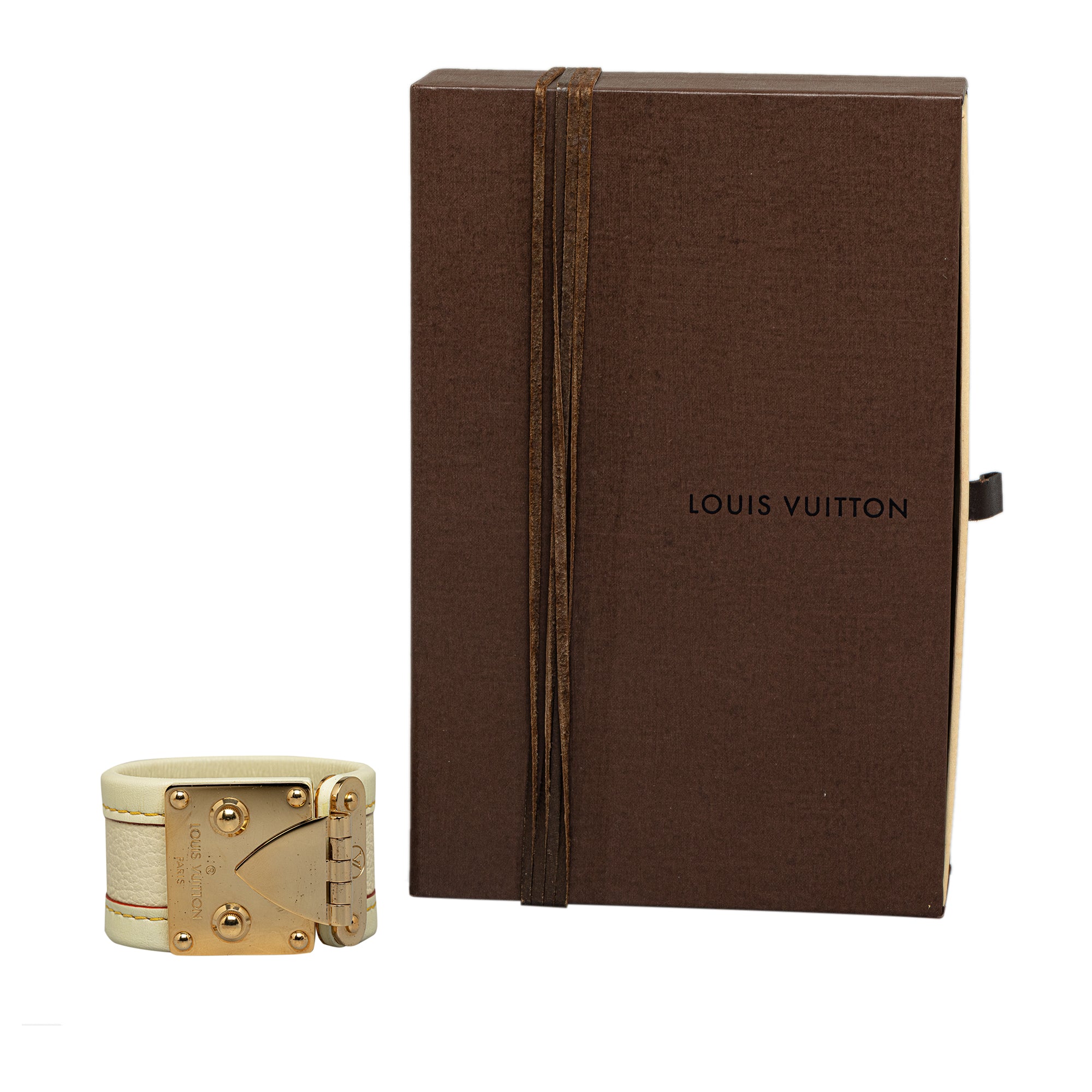 White Louis Vuitton Suhali S Lock Bracelet
