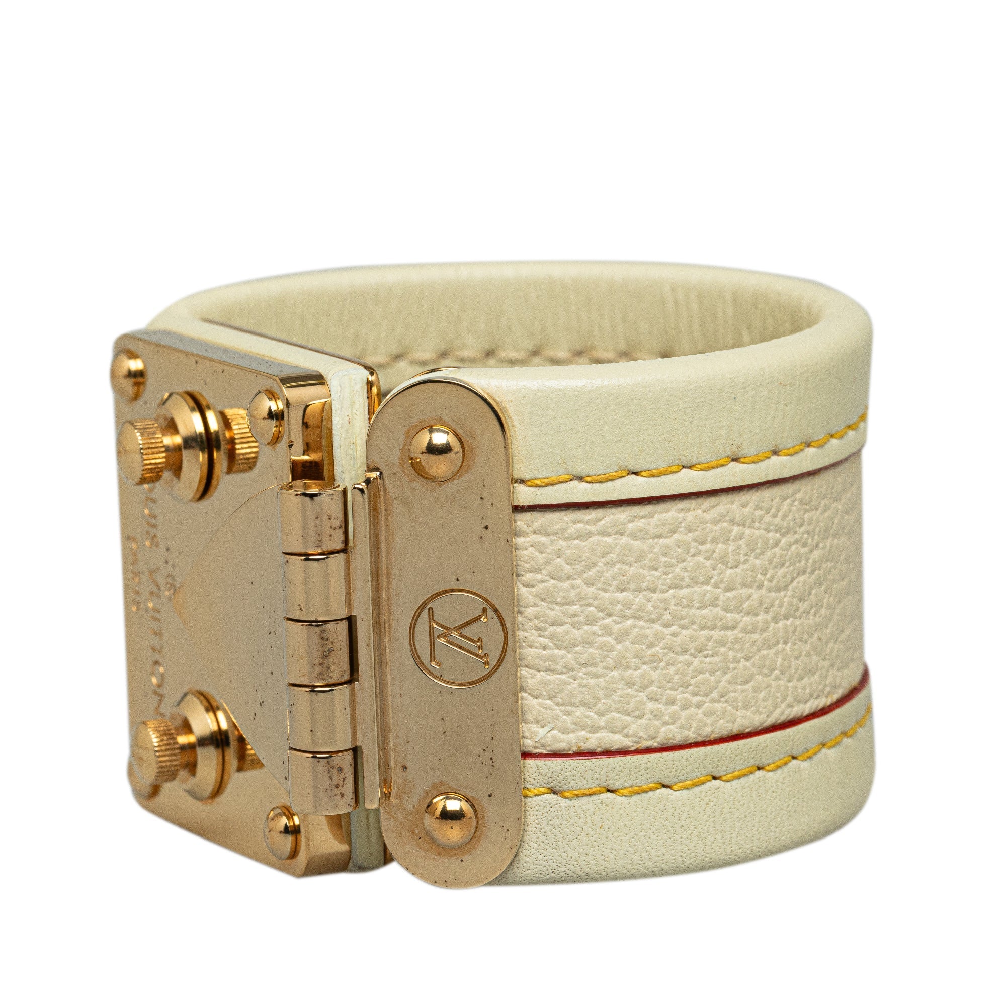 White Louis Vuitton Suhali S Lock Bracelet