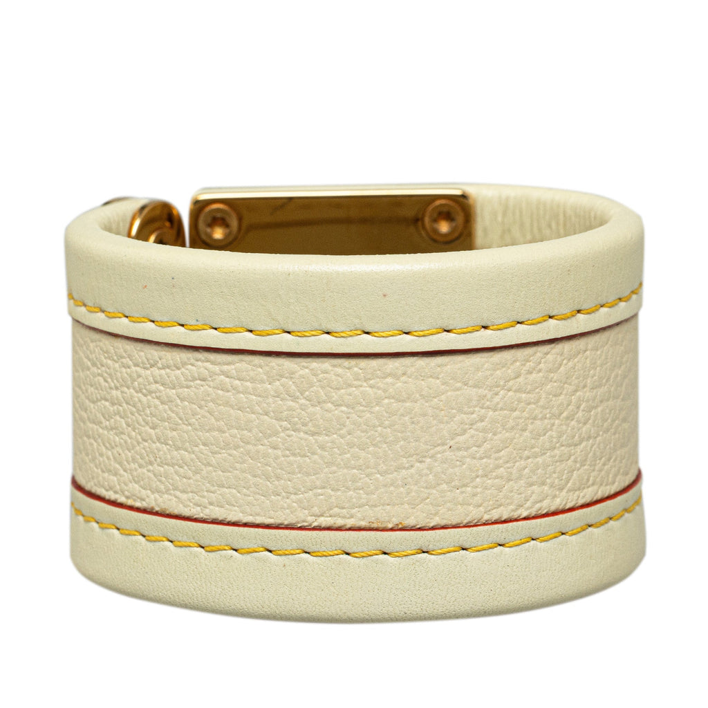 White Louis Vuitton Suhali S Lock Bracelet