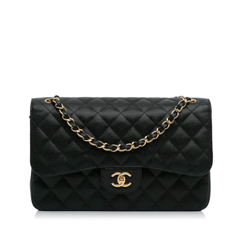 Chanel Classic Double Flap Jumbo Black Caviar Gold
