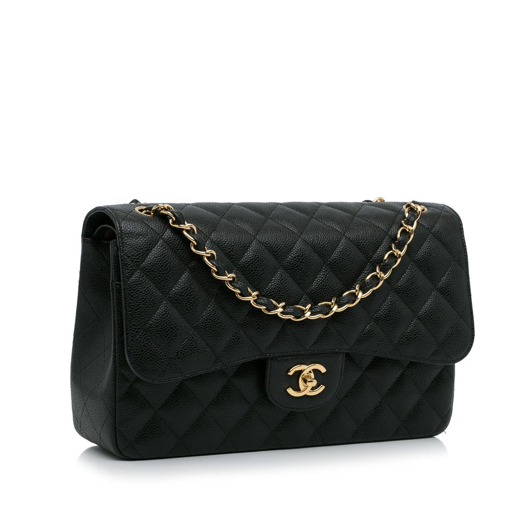 Chanel Classic Double Flap Jumbo Black Caviar Gold