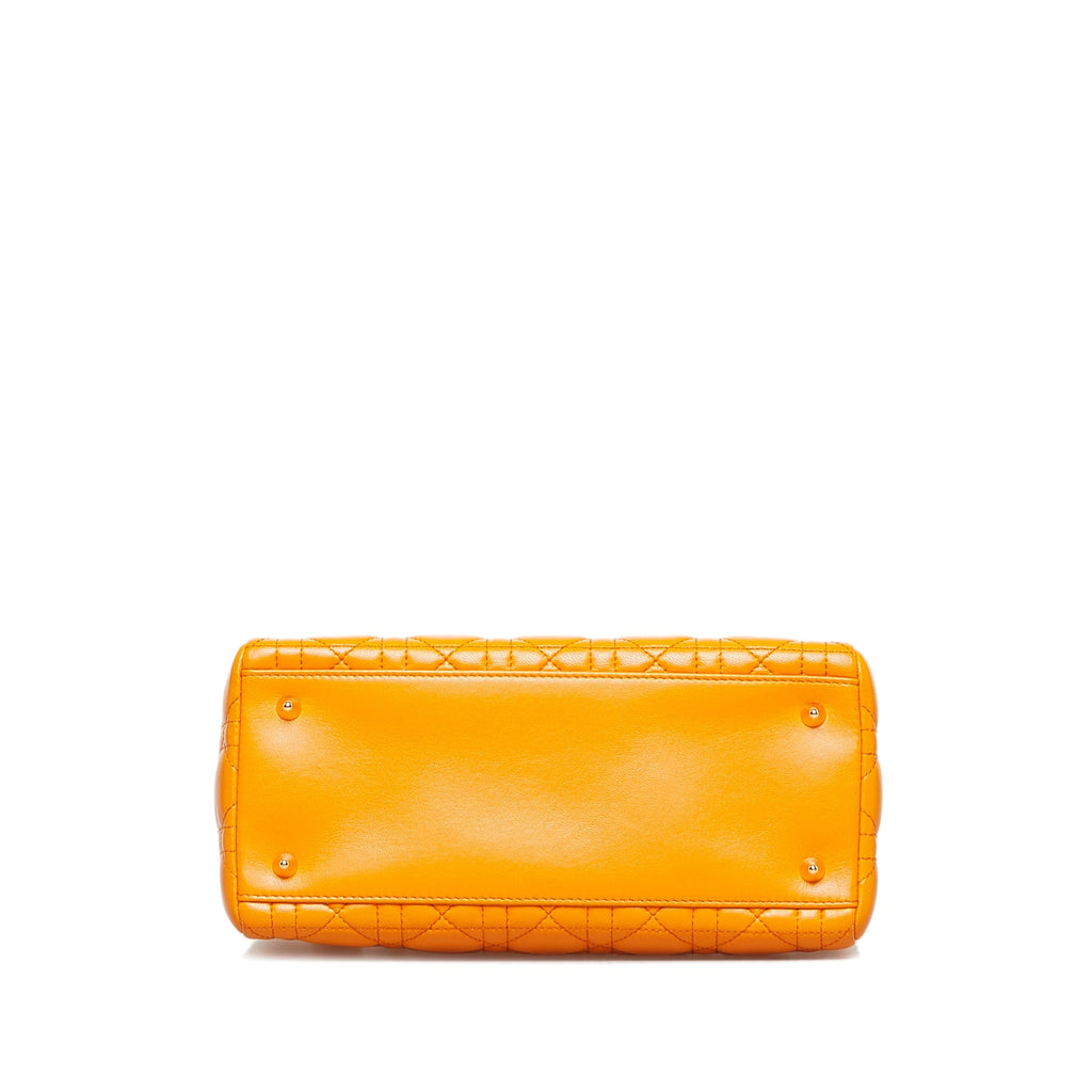 Dior Lady Dior Medium Orange Cannage Quilted Leather