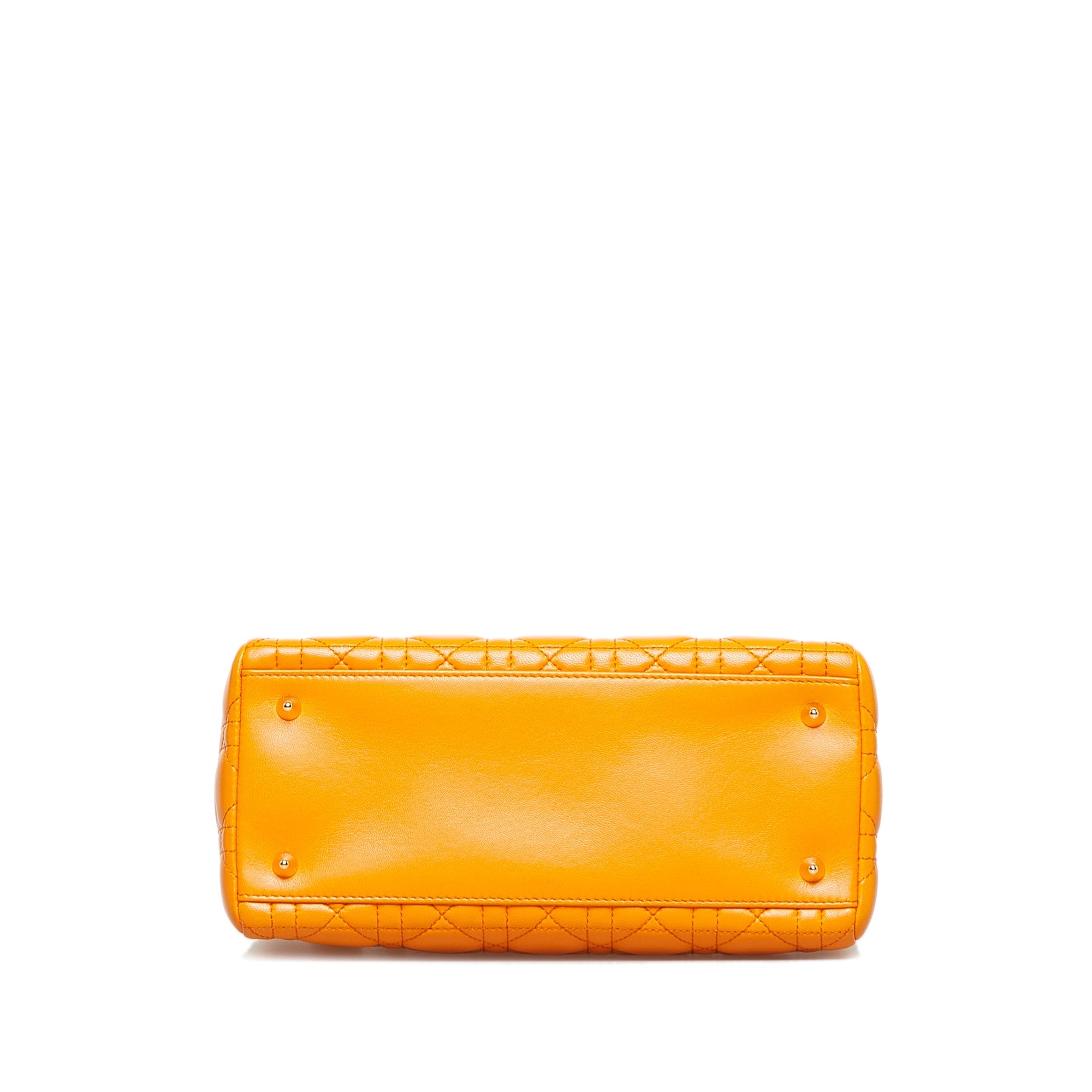 Dior Lady Dior Medium Orange Cannage Quilted Leather