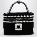 VELVET VANITY BAG WITH BEADS AND RHINESTONE BUCKLE