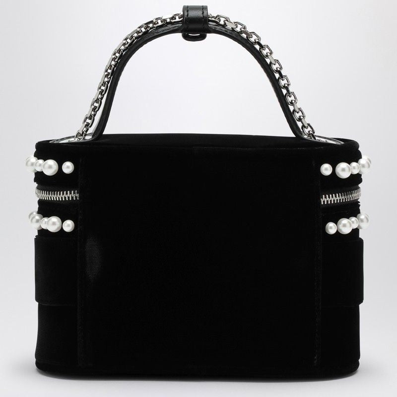 VELVET VANITY BAG WITH BEADS AND RHINESTONE BUCKLE