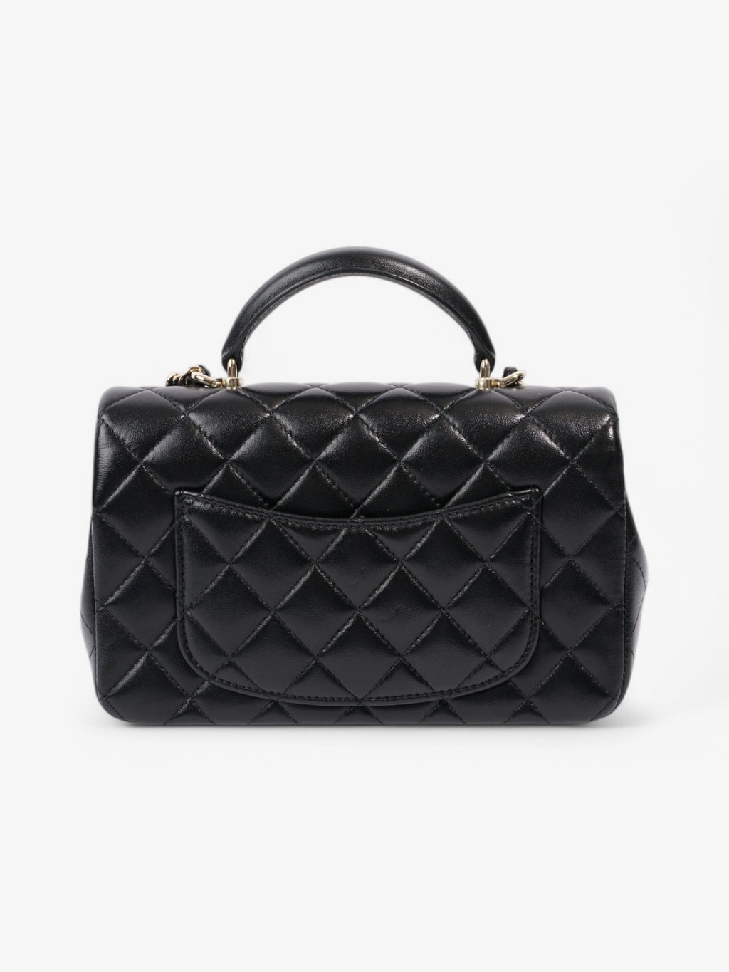 Chanel Rectangular Top Handle Bag Black Lambskin Leather Mini