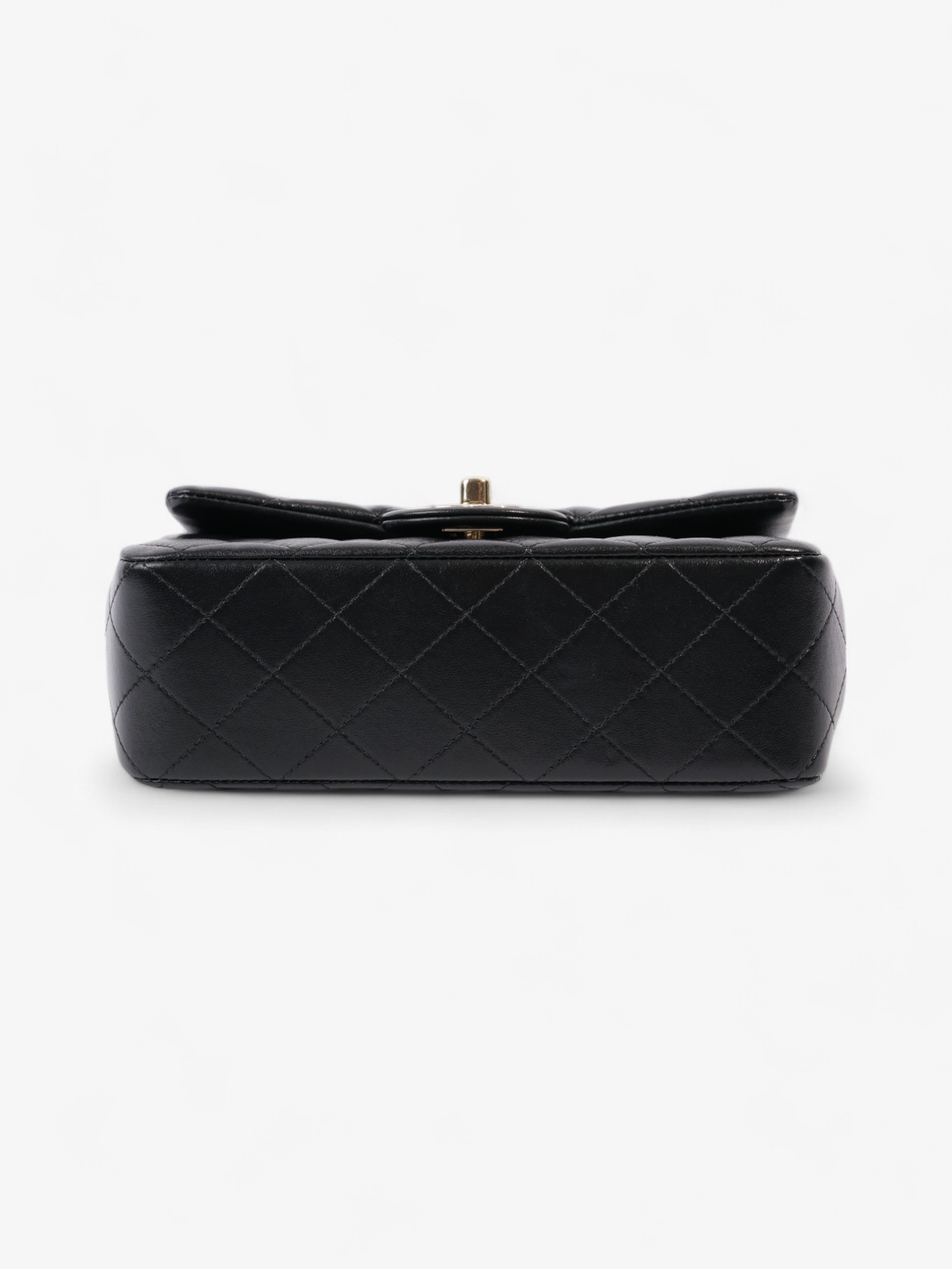 Chanel Rectangular Top Handle Bag Black Lambskin Leather Mini