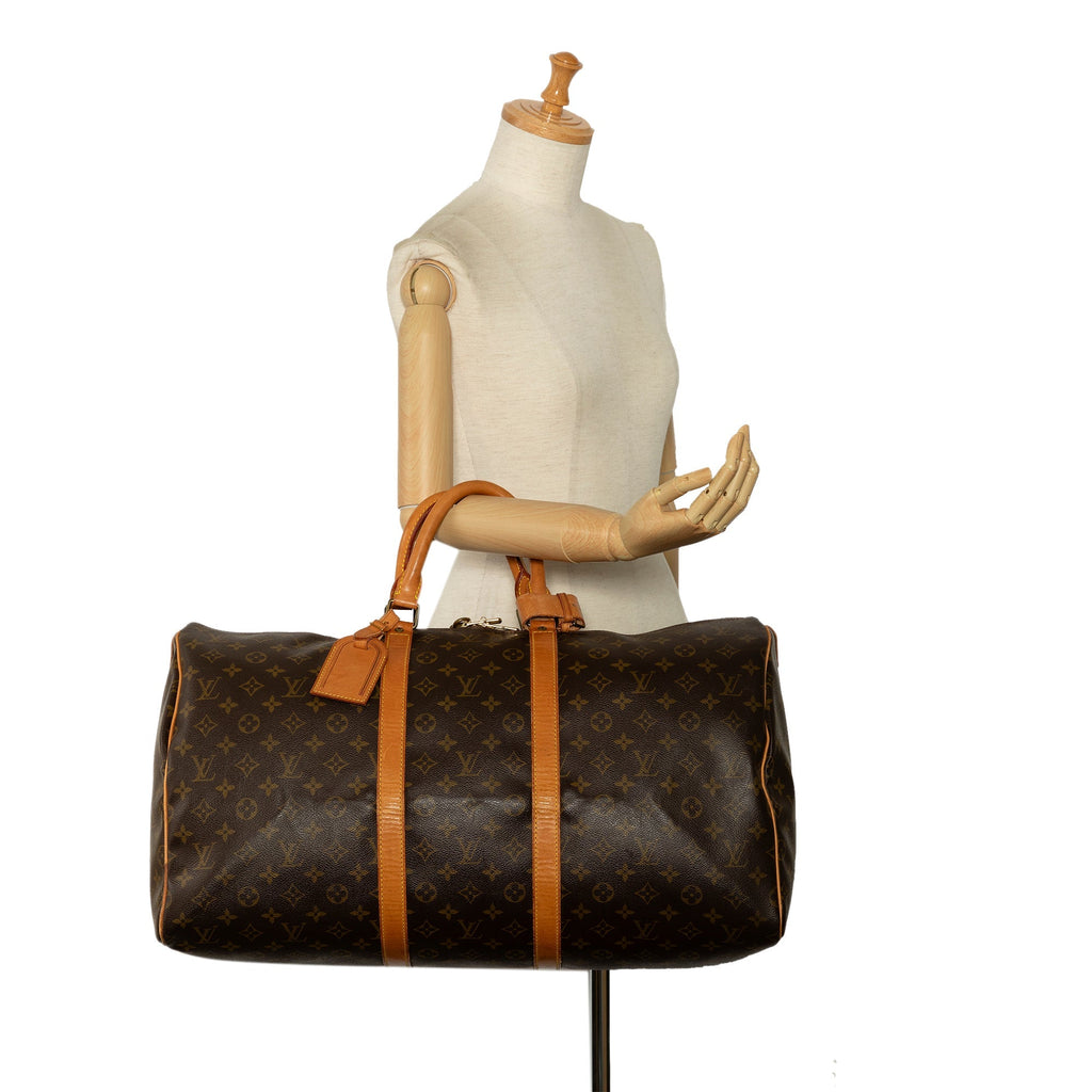 Brown Louis Vuitton Monogram Keepall 55 Travel Bag