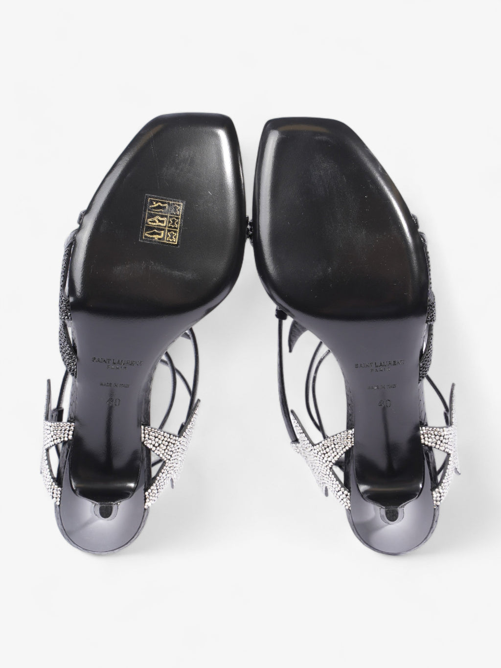 Saint Laurent Ayers Lacquer Stars Heels 60 Black / Silver Sequins  Leather EU 40 UK 7