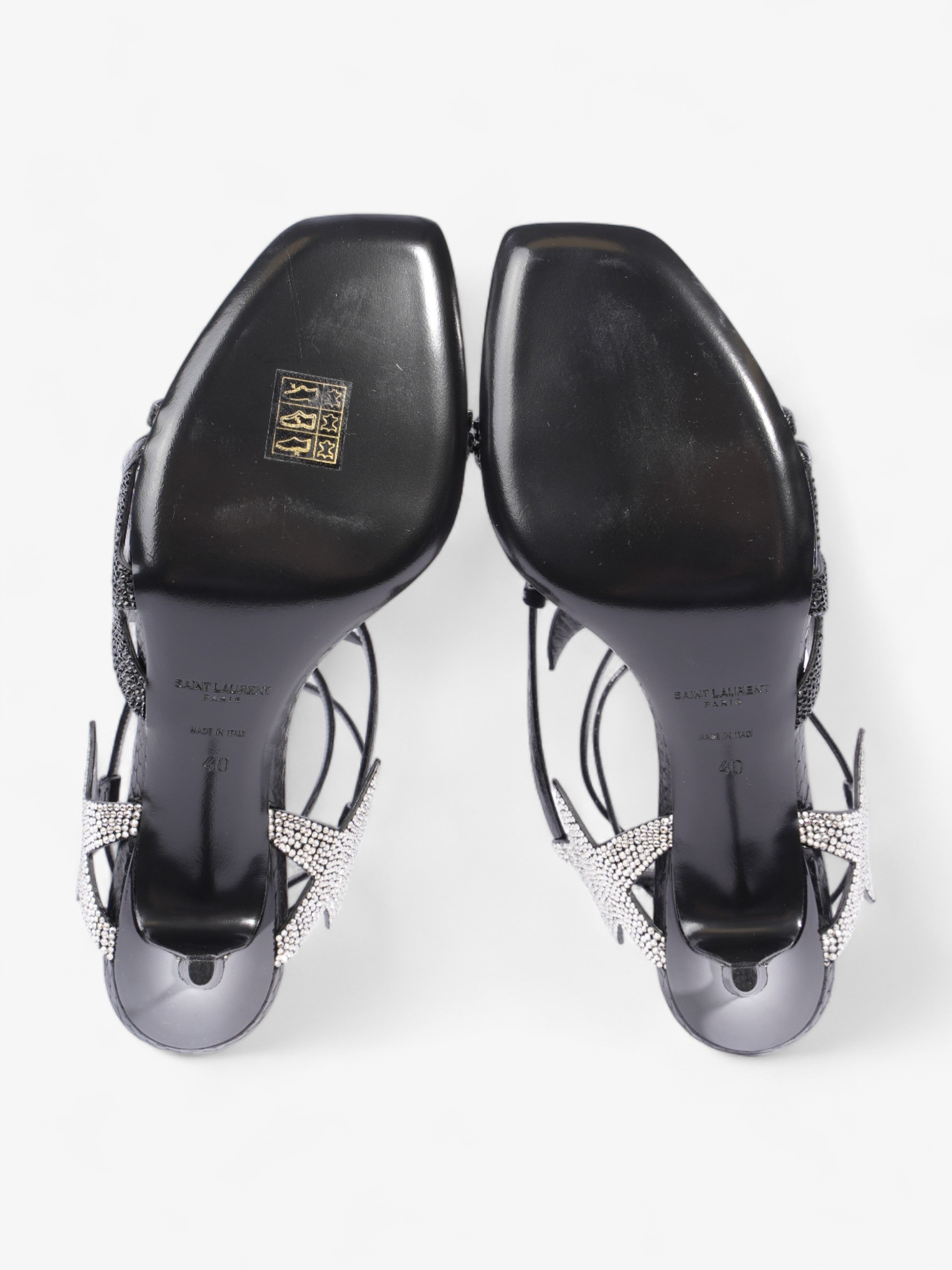 Saint Laurent Ayers Lacquer Stars Heels 60 Black / Silver Sequins  Leather EU 40 UK 7