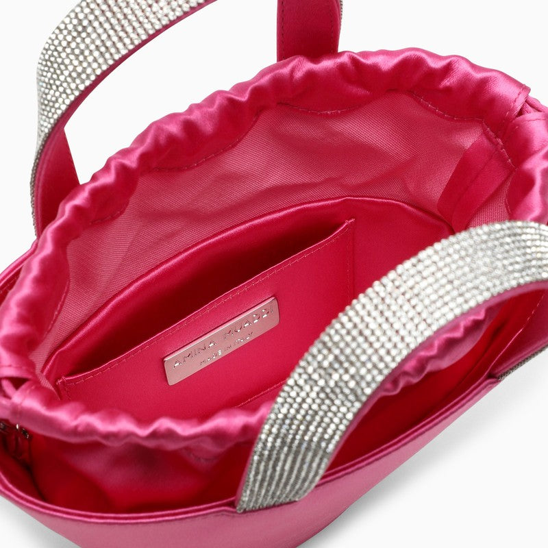 Amina Muaddi Rih Pink Satin Bucket Women