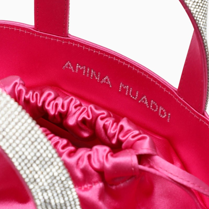 Amina Muaddi Rih Pink Satin Bucket Women