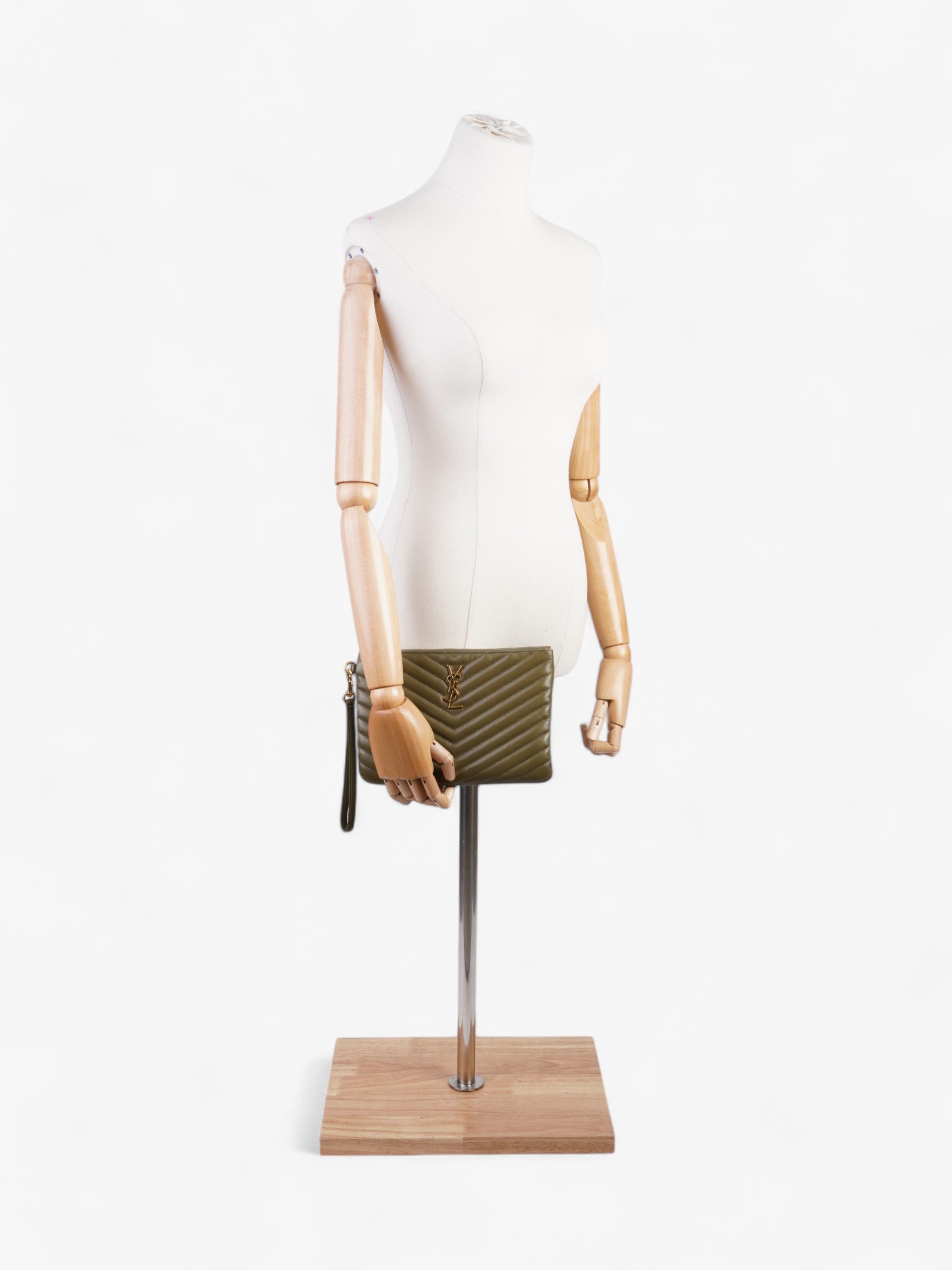 Saint Laurent Cassandra Pouch Khaki Matelasse Leather