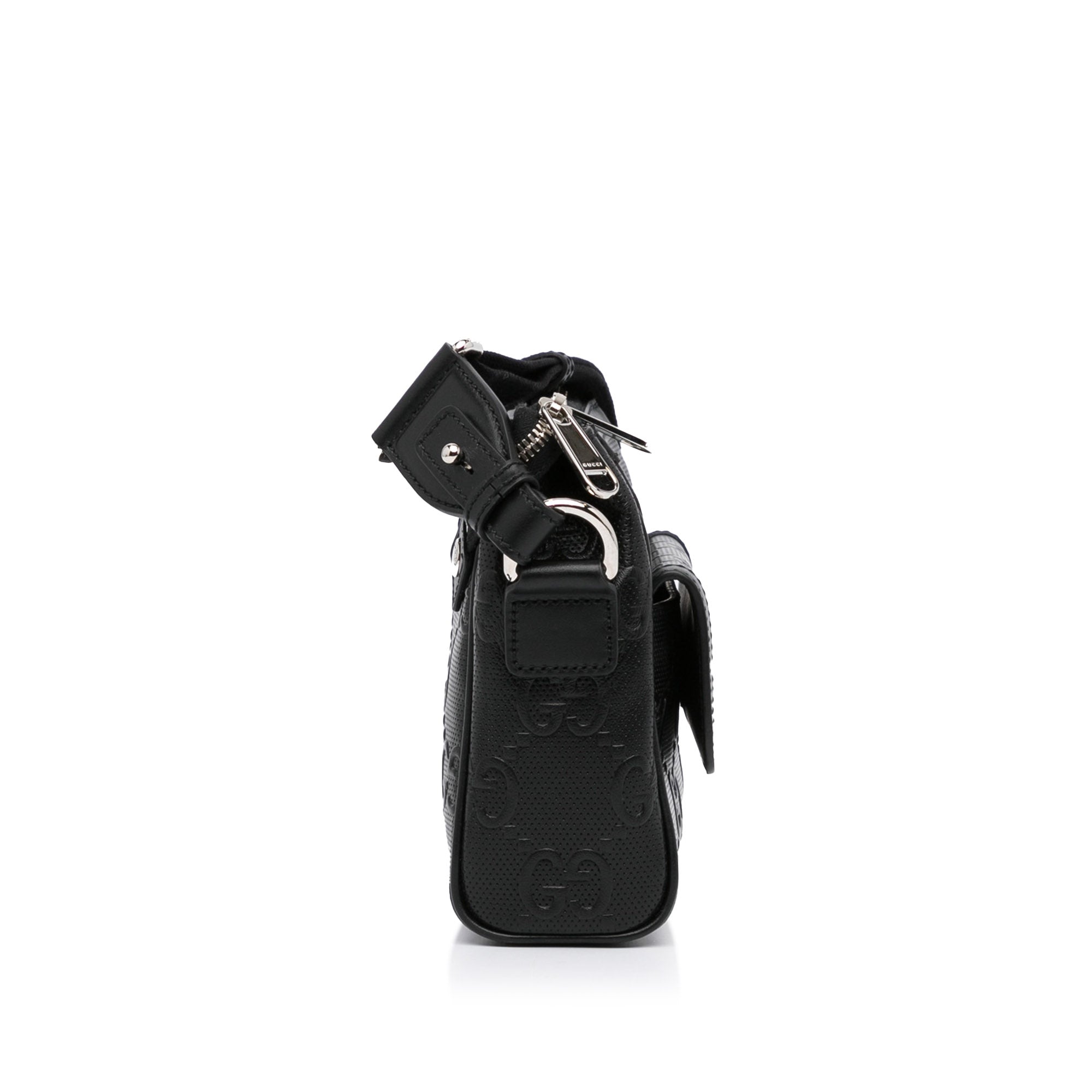 Gucci GG Crossbody Bag Black Embossed Leather
