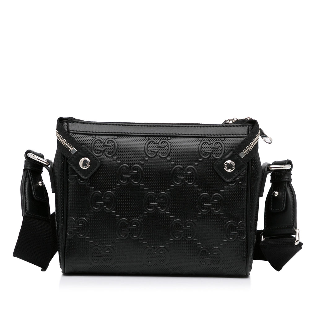 Gucci GG Crossbody Bag Black Embossed Leather