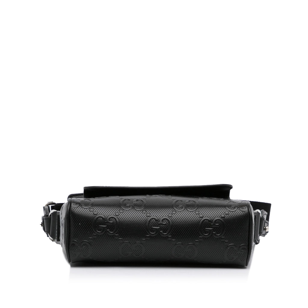Gucci GG Crossbody Bag Black Embossed Leather