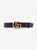 Gucci GG Marmont 2015 Re-Edition Wide Belt Black / Gold Leather 80cm / 32"