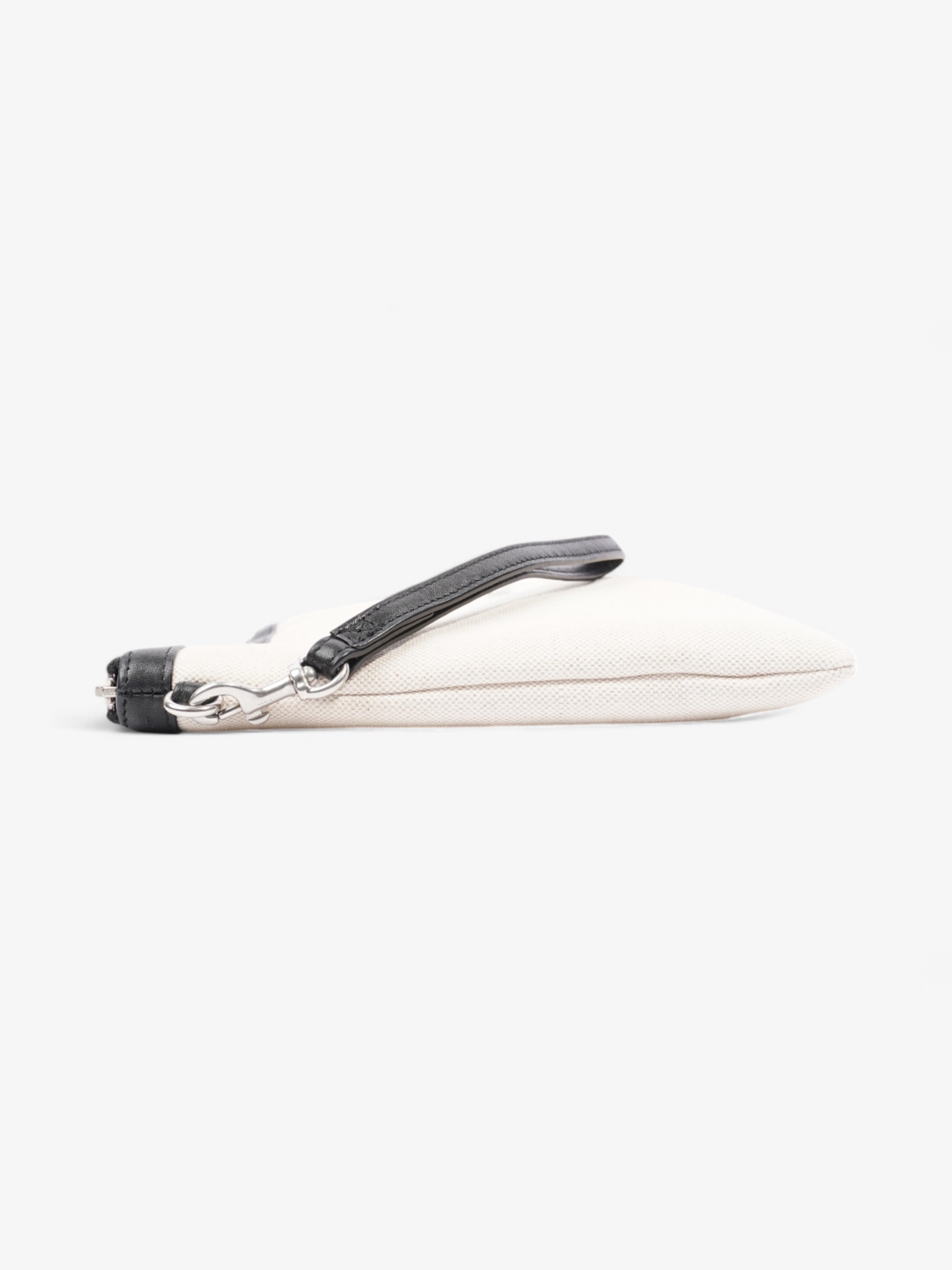 Saint Laurent Rive Gauche Wristlet Black / White Canvas