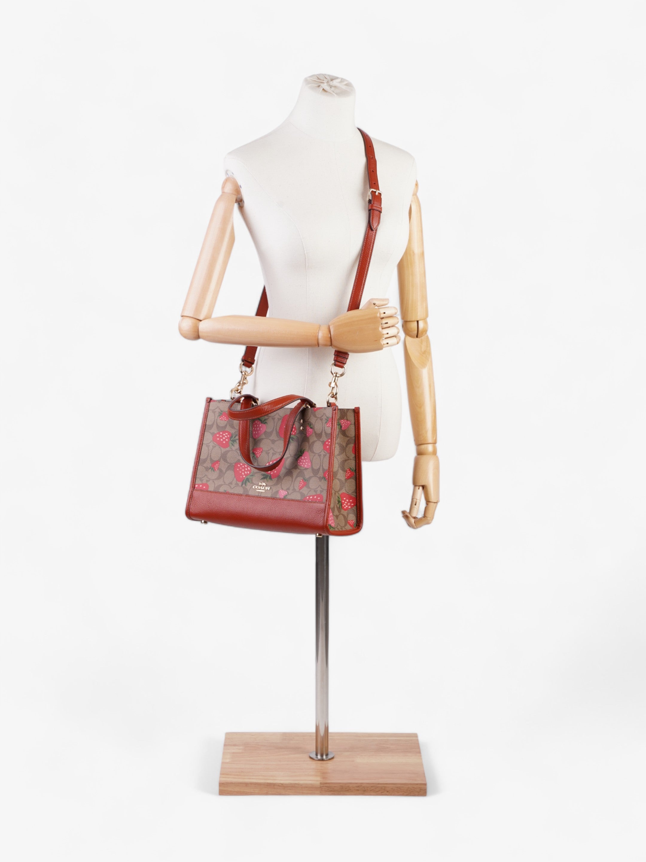 Coach Dempsey Carryall Bag with Wild Strawberry Print Red / Signature Monogram Coated Canvas
