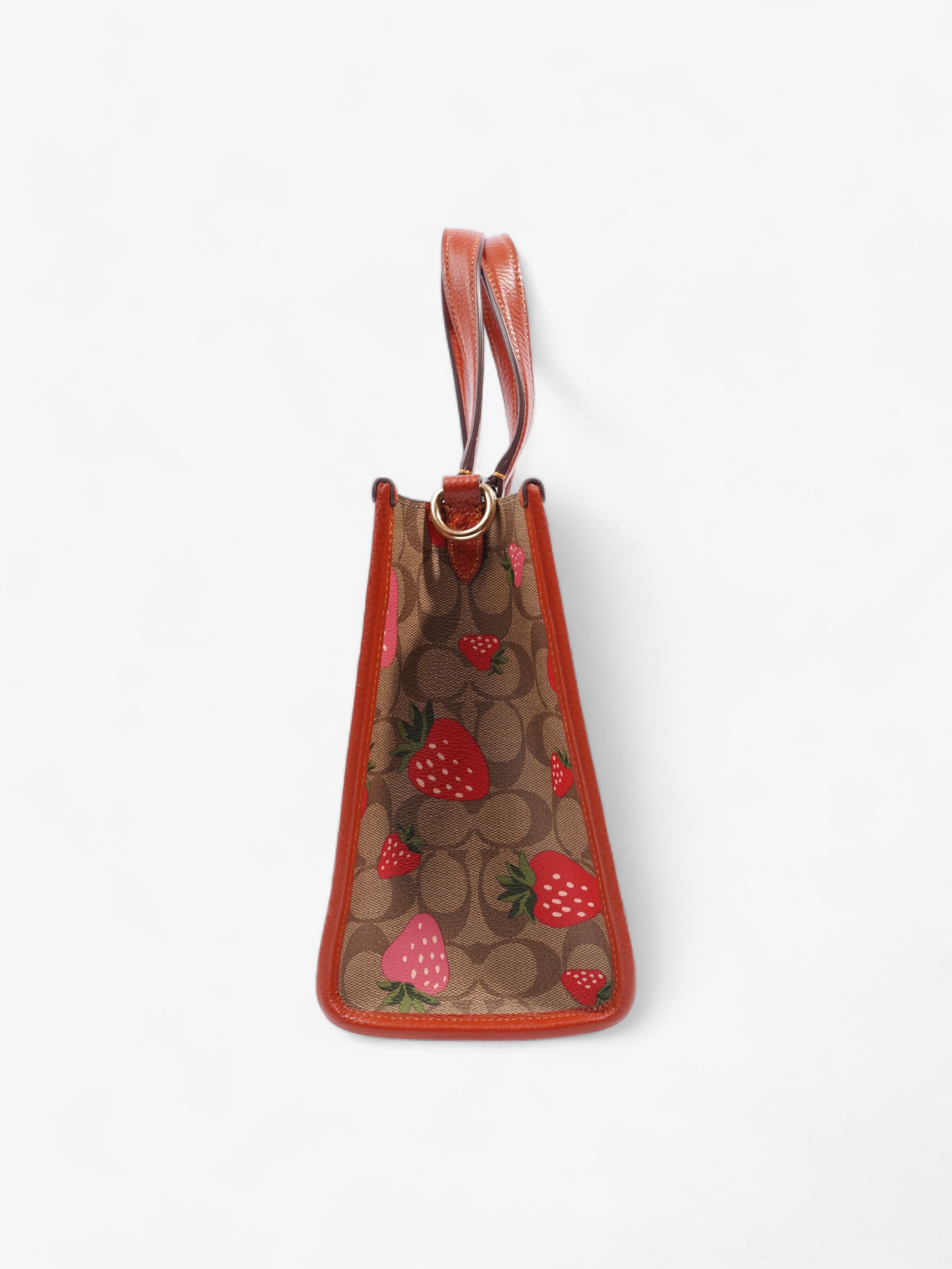 Coach Dempsey Carryall Bag with Wild Strawberry Print Red / Signature Monogram Coated Canvas