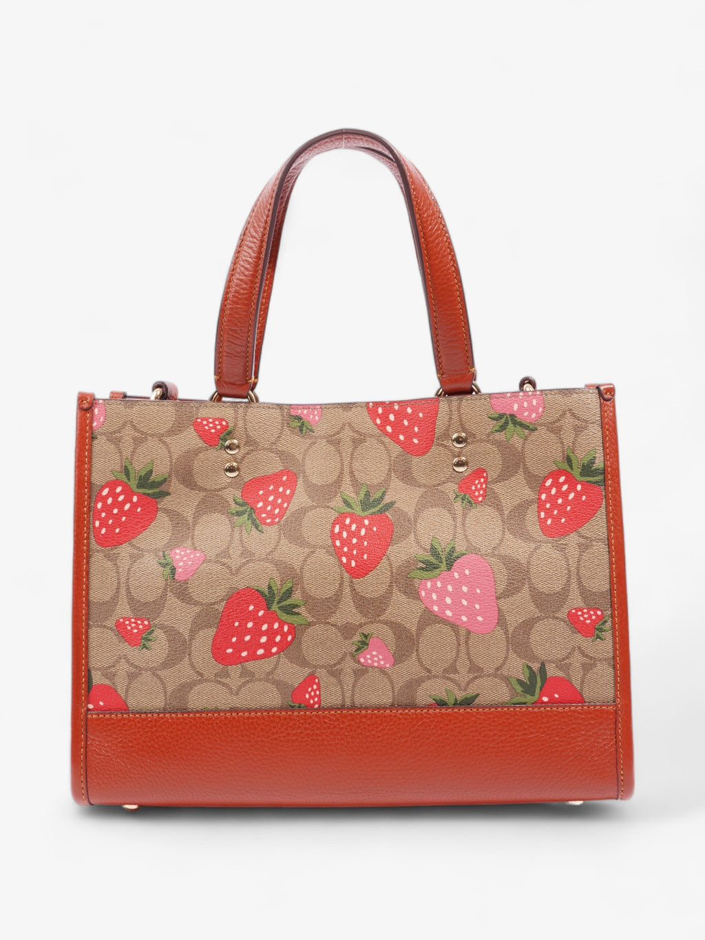 Coach Dempsey Carryall Bag with Wild Strawberry Print Red / Signature Monogram Coated Canvas