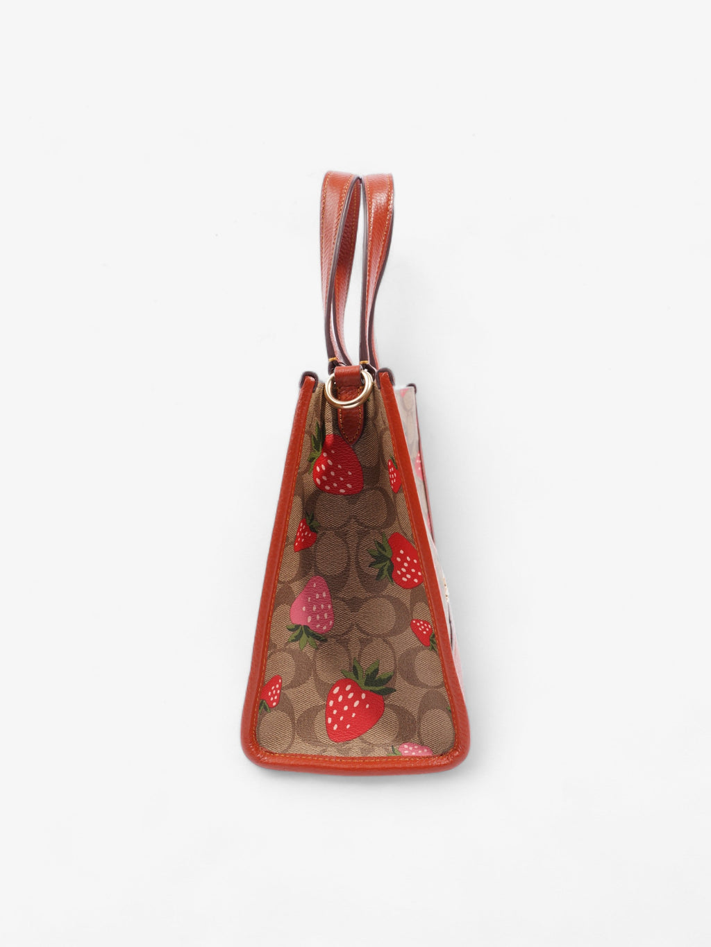 Coach Dempsey Carryall Bag with Wild Strawberry Print Red / Signature Monogram Coated Canvas