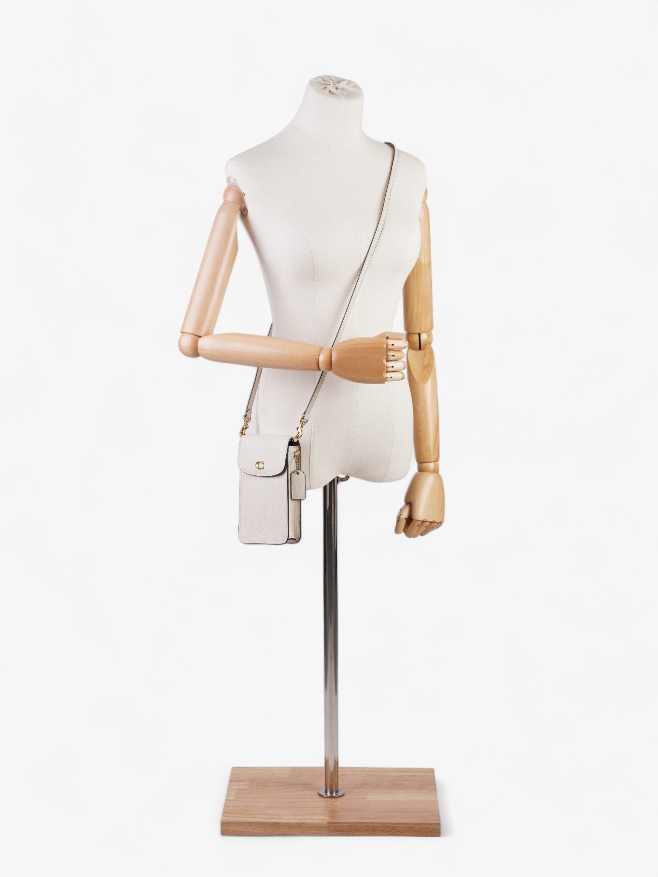 Coach Phone Crossbody Cream Leather