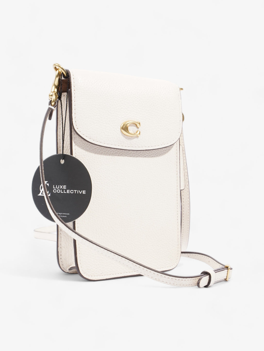 Coach Phone Crossbody Cream Leather