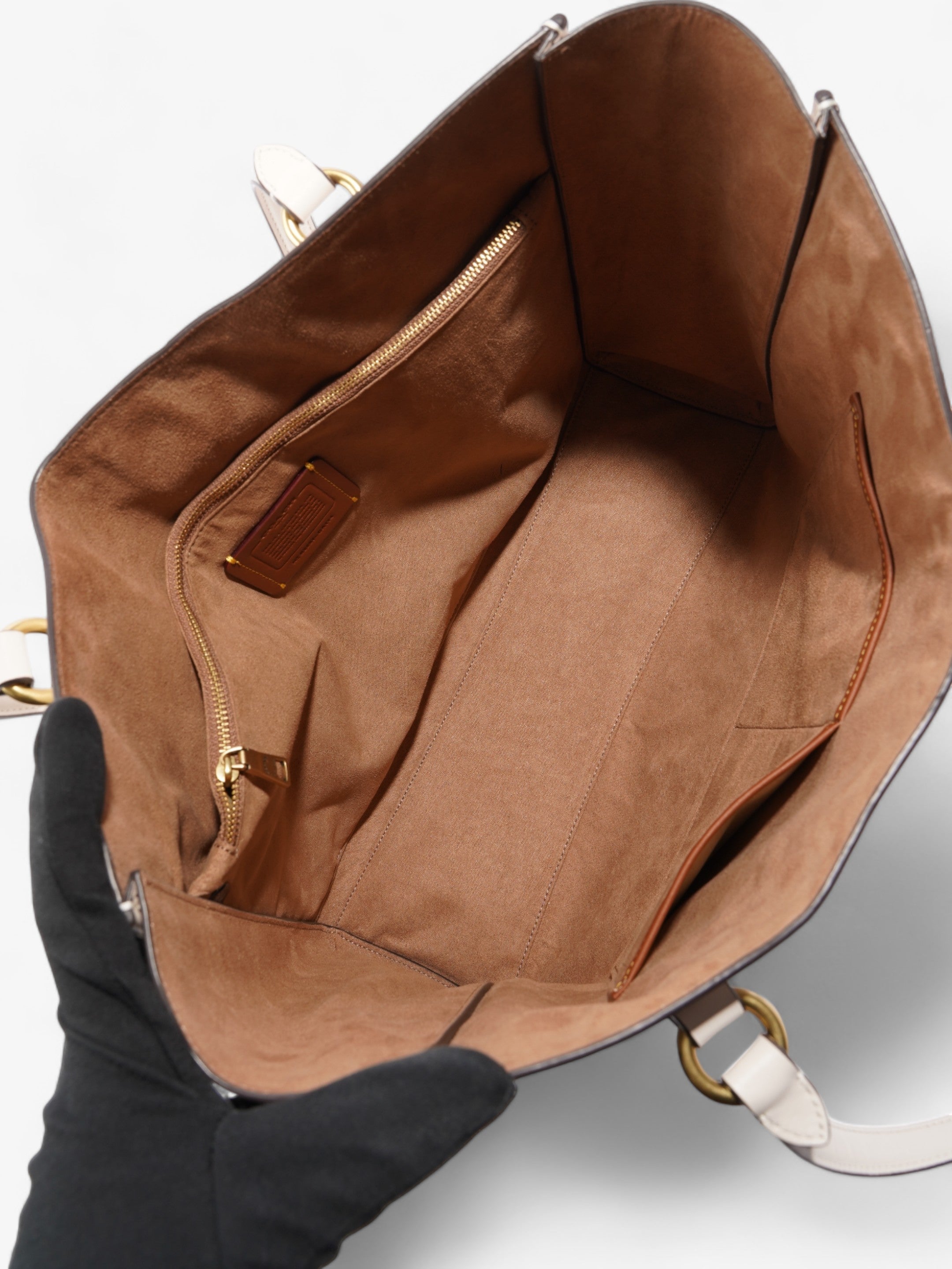 Coach Theo Tote Cream Leather