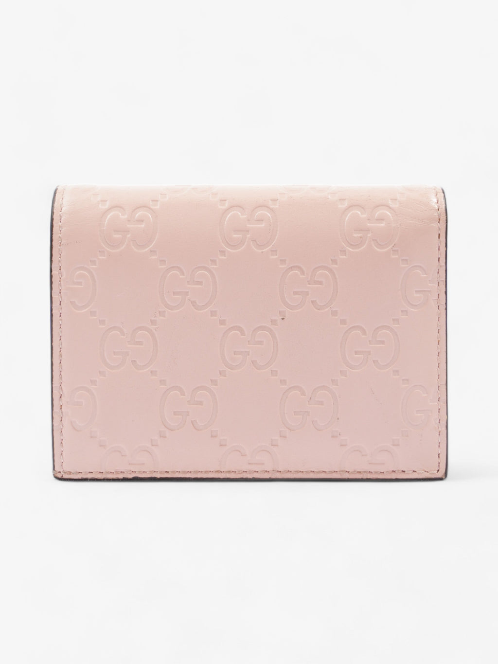 Gucci Signature Crystal Cat Wallet Card Holder Candy Pink Leather