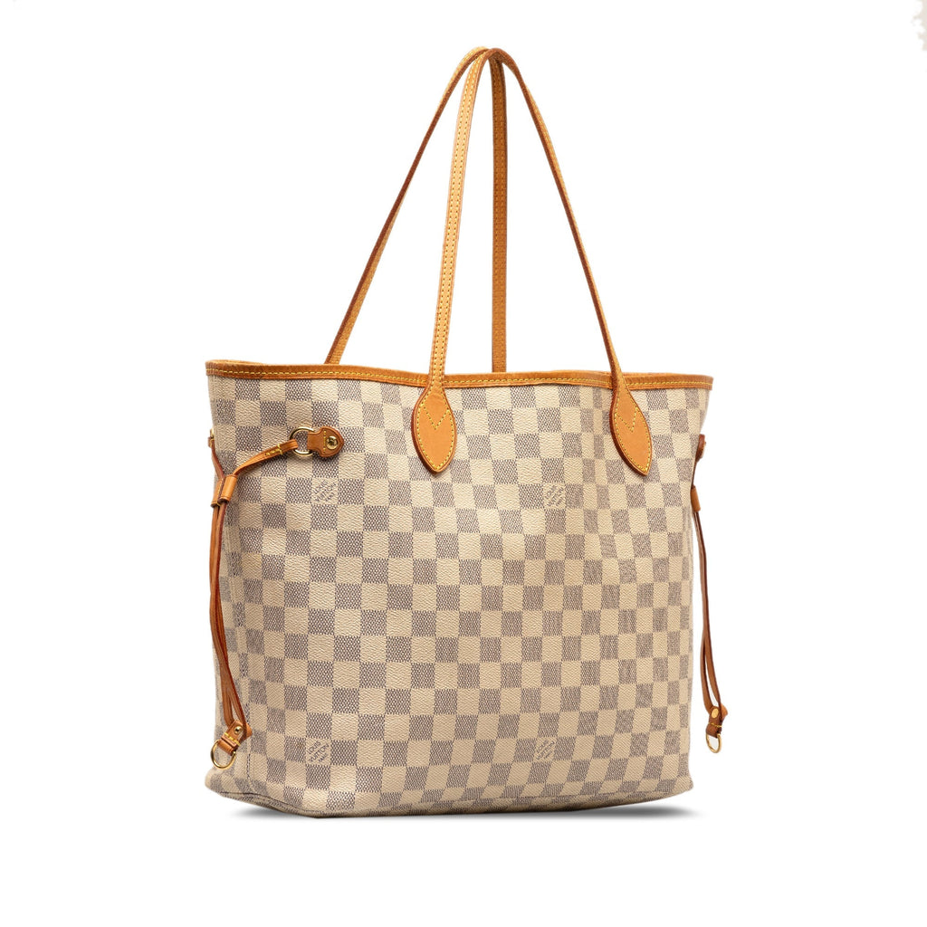 White Louis Vuitton Damier Azur Neverfull MM Tote Bag