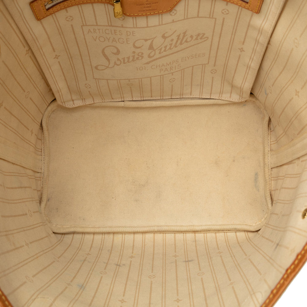 White Louis Vuitton Damier Azur Neverfull MM Tote Bag
