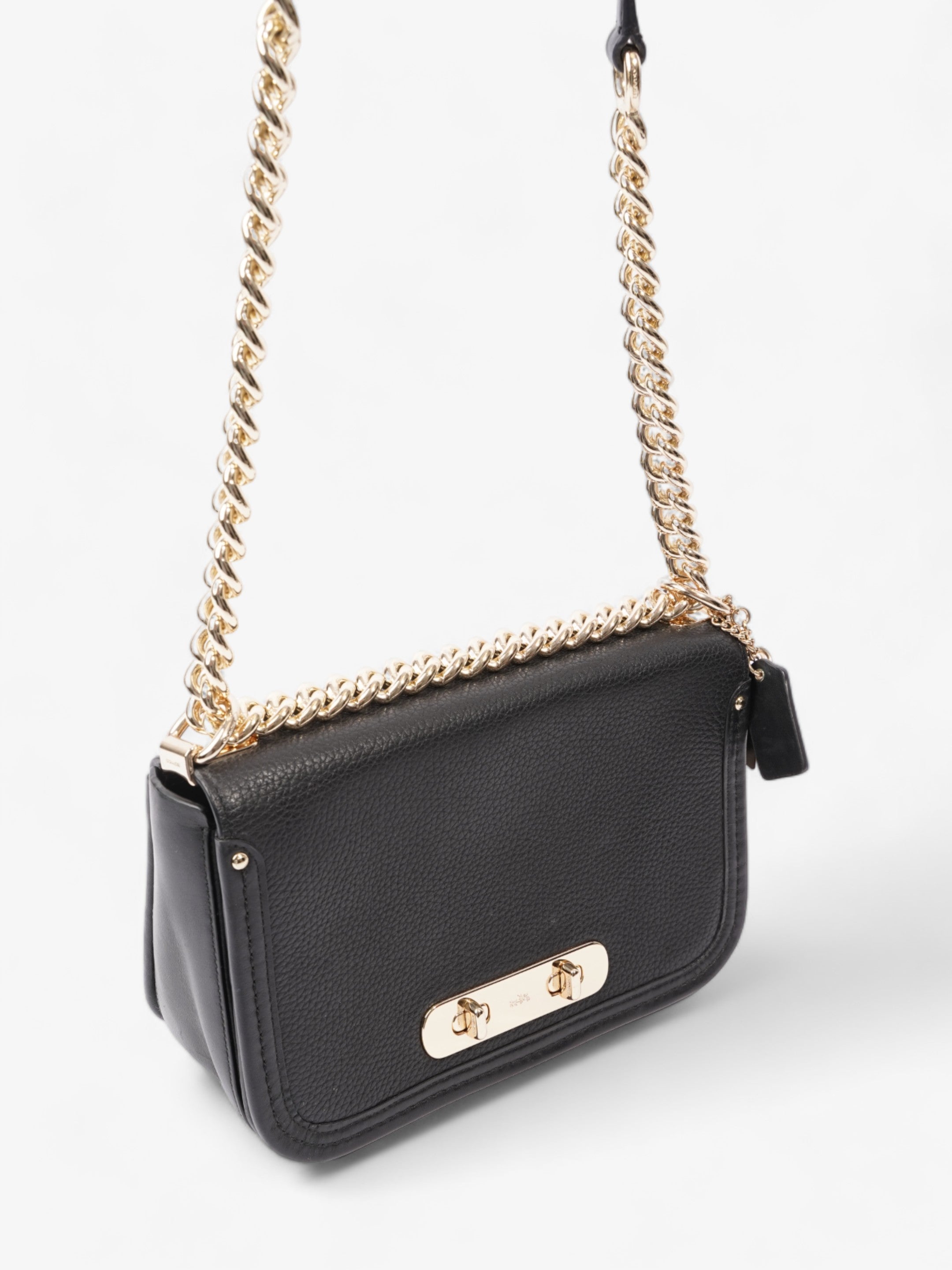 Coach Black & gold bag Black Leather