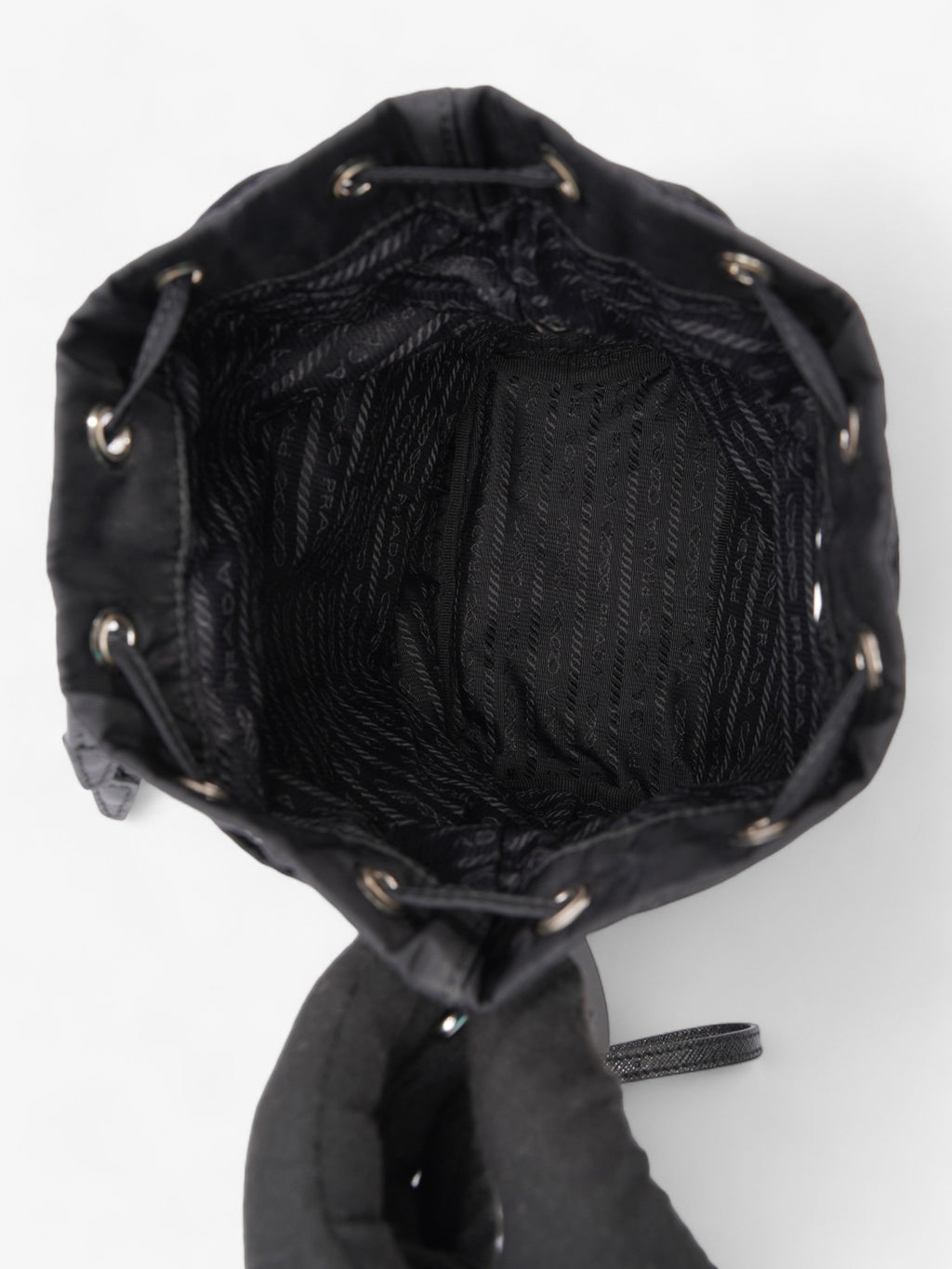 Prada Drawstring Pouch Black Re Nylon