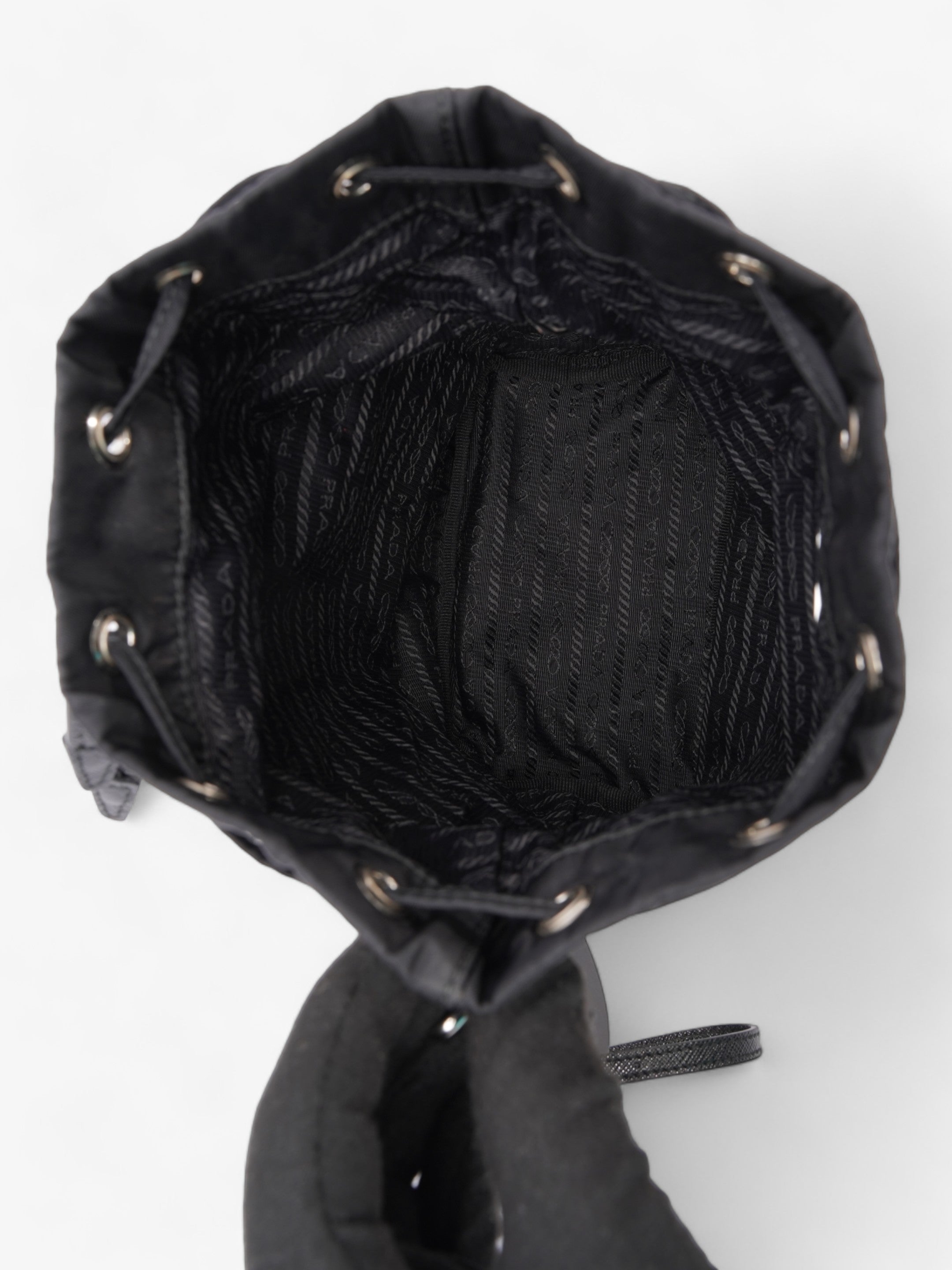 Prada Drawstring Pouch Black Re Nylon