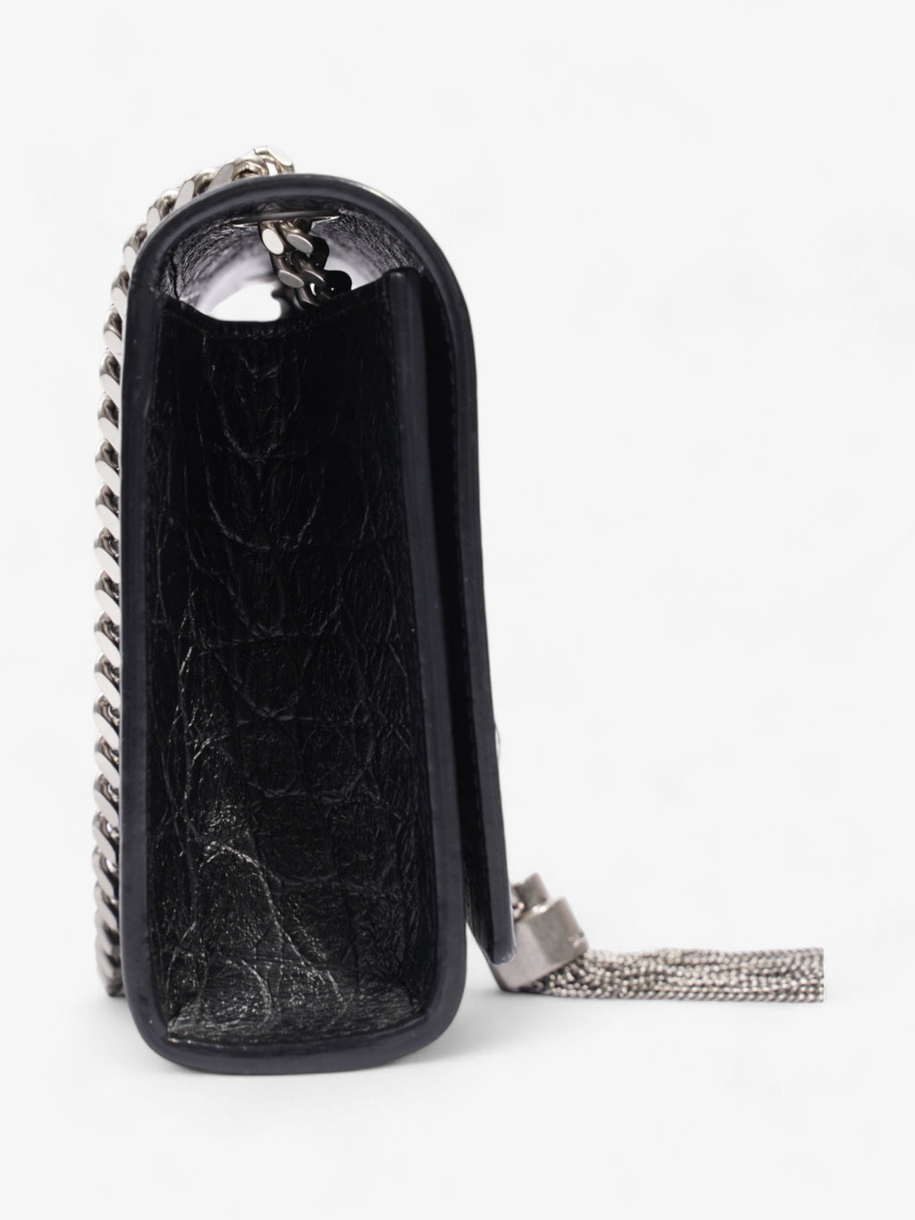 Saint Laurent Kate Tassel Bag Black Embossed Leather Small