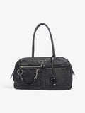 Prada Triangle Logo Boston Front Pocket Black Nylon