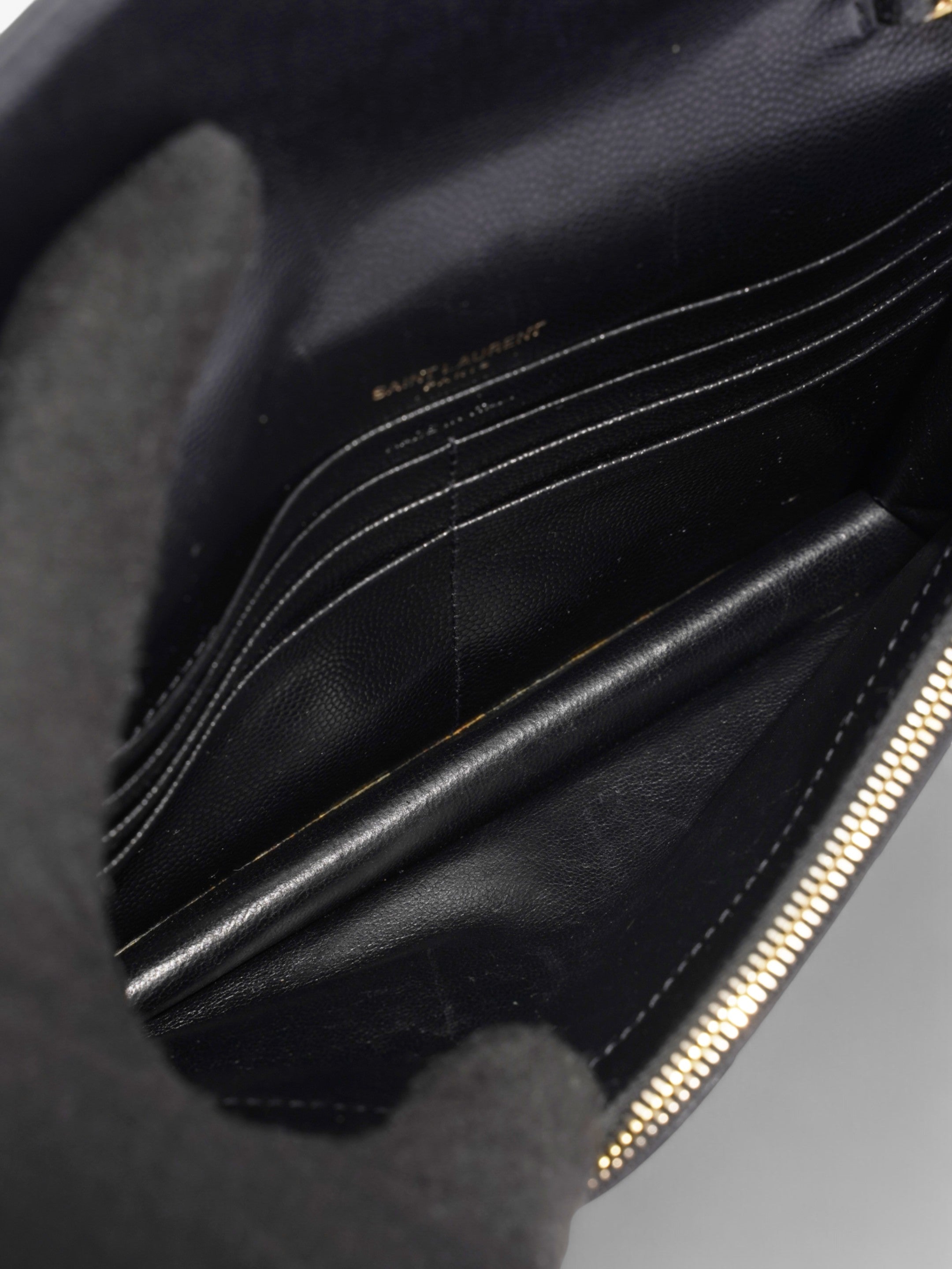 Saint Laurent Cassandre Envelope Chain Wallet Black Calfskin Leather