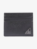Prada Triangle Card Holder Black Saffiano Leather
