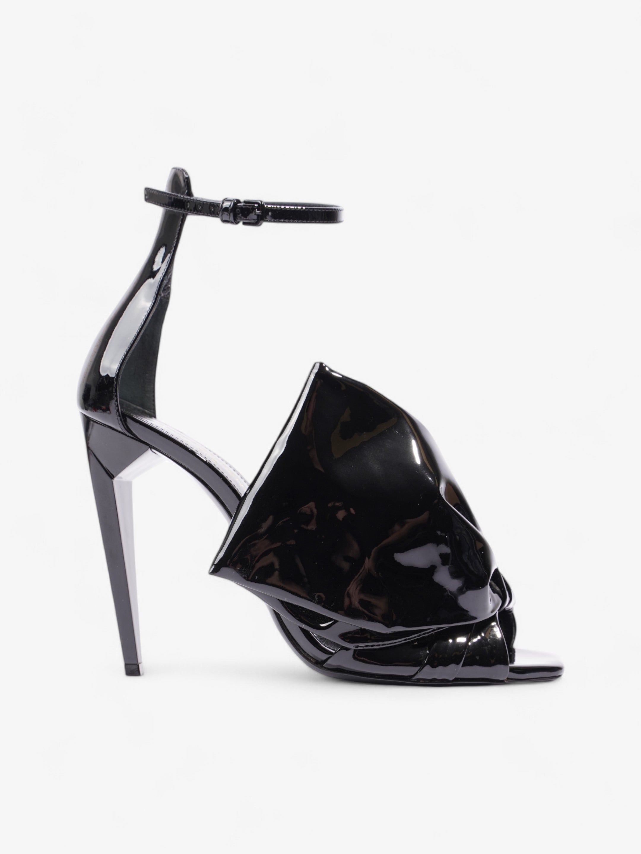 Saint Laurent Freja Bow Heels 110 Black Patent Leather EU 38 UK 5