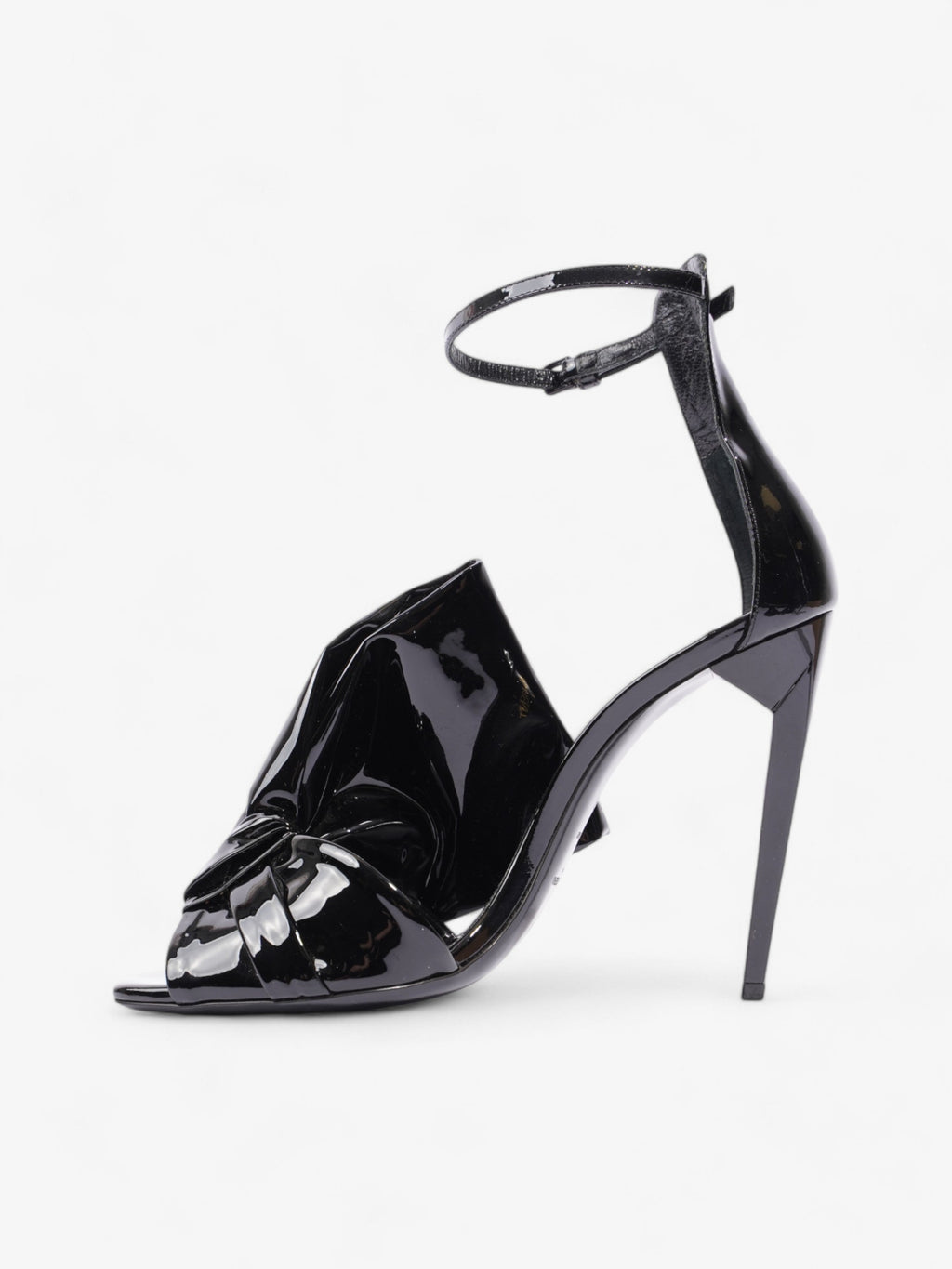 Saint Laurent Freja Bow Heels 110 Black Patent Leather EU 38 UK 5