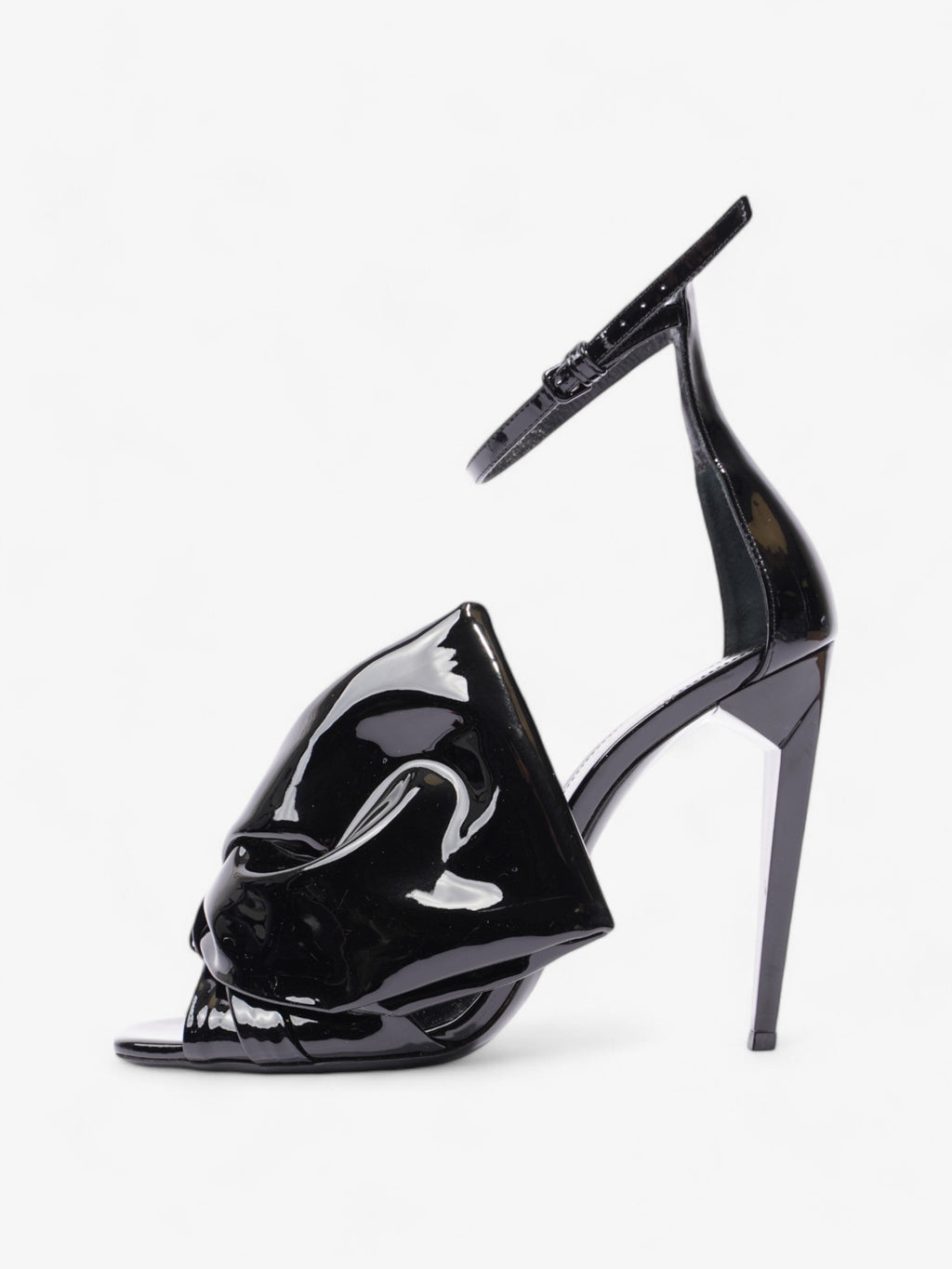 Saint Laurent Freja Bow Heels 110 Black Patent Leather EU 38 UK 5