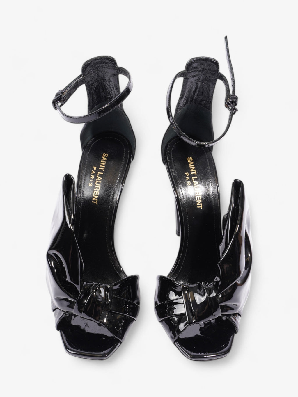 Saint Laurent Freja Bow Heels 110 Black Patent Leather EU 38 UK 5
