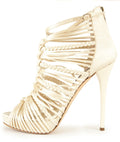 Ralph Lauren 10 Jeena Ivory Satin Braided Cage Sandal