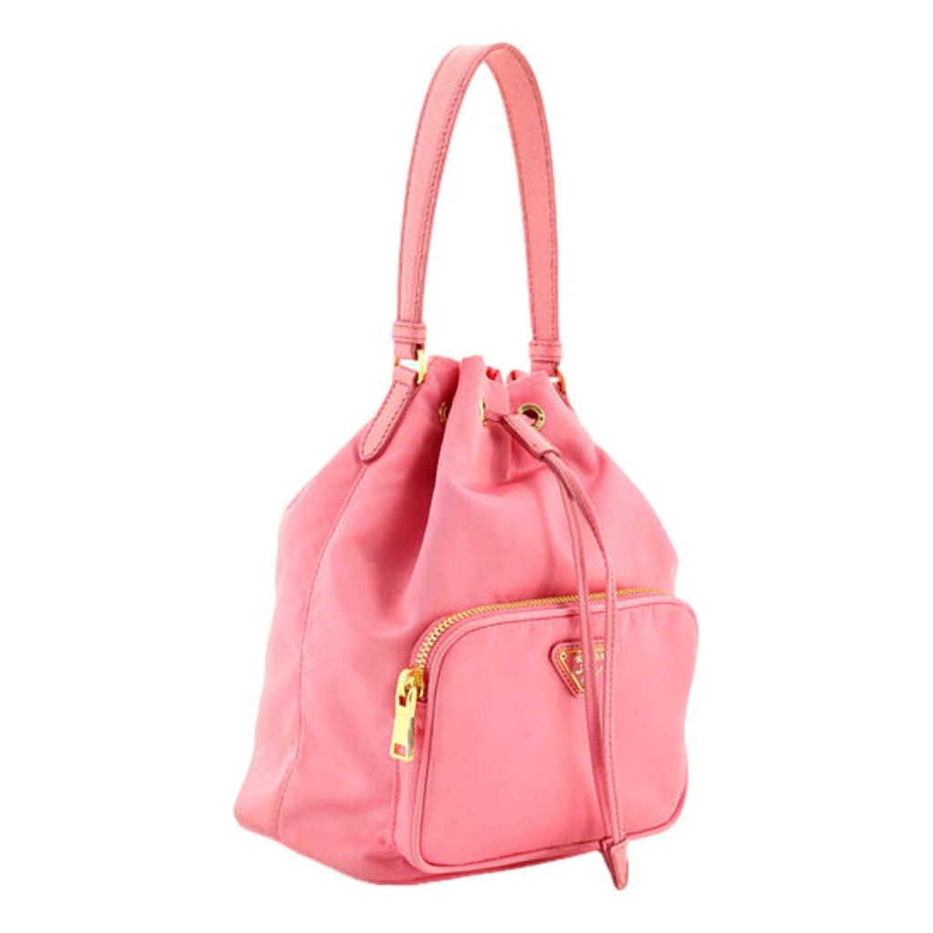 Prada Re-Nylon Saffiano Duet Bucket Crossbody Bag Small Begonia Pink