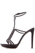 Rene Caovilla Black Patent Leather Buckle Closure Sandals SZ 36