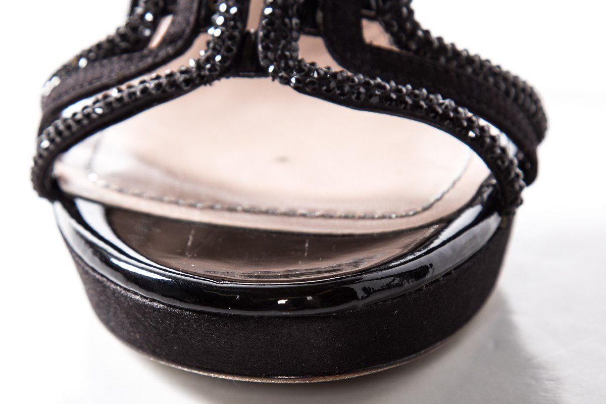 Rene Caovilla Black Patent Leather Buckle Closure Sandals SZ 36